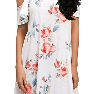 PCEAIIH Women's Casual Plain Short Sleeve Simple T-Shirt Loose Floral Print Dres